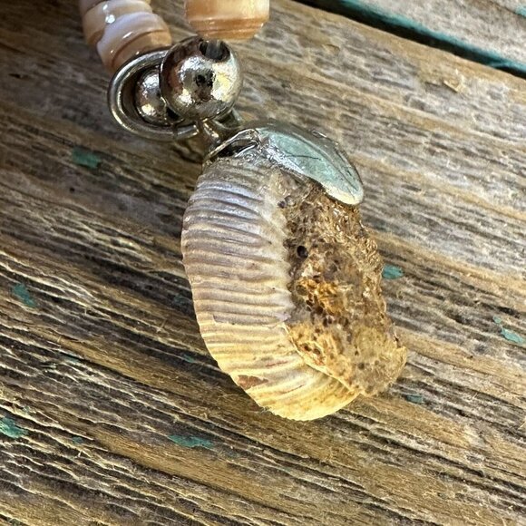 Ammonite Stone Shell Fossil Pendant Necklace Agate Beach Boho Hippie 18" L - Picture 6 of 10